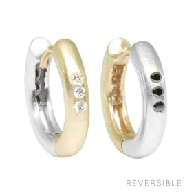 The Zen Yellow & White Gold 18k Reversible Huggies 22mm