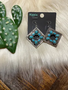 TURQUOISE EDGELEY DIAMOND EARRINGS