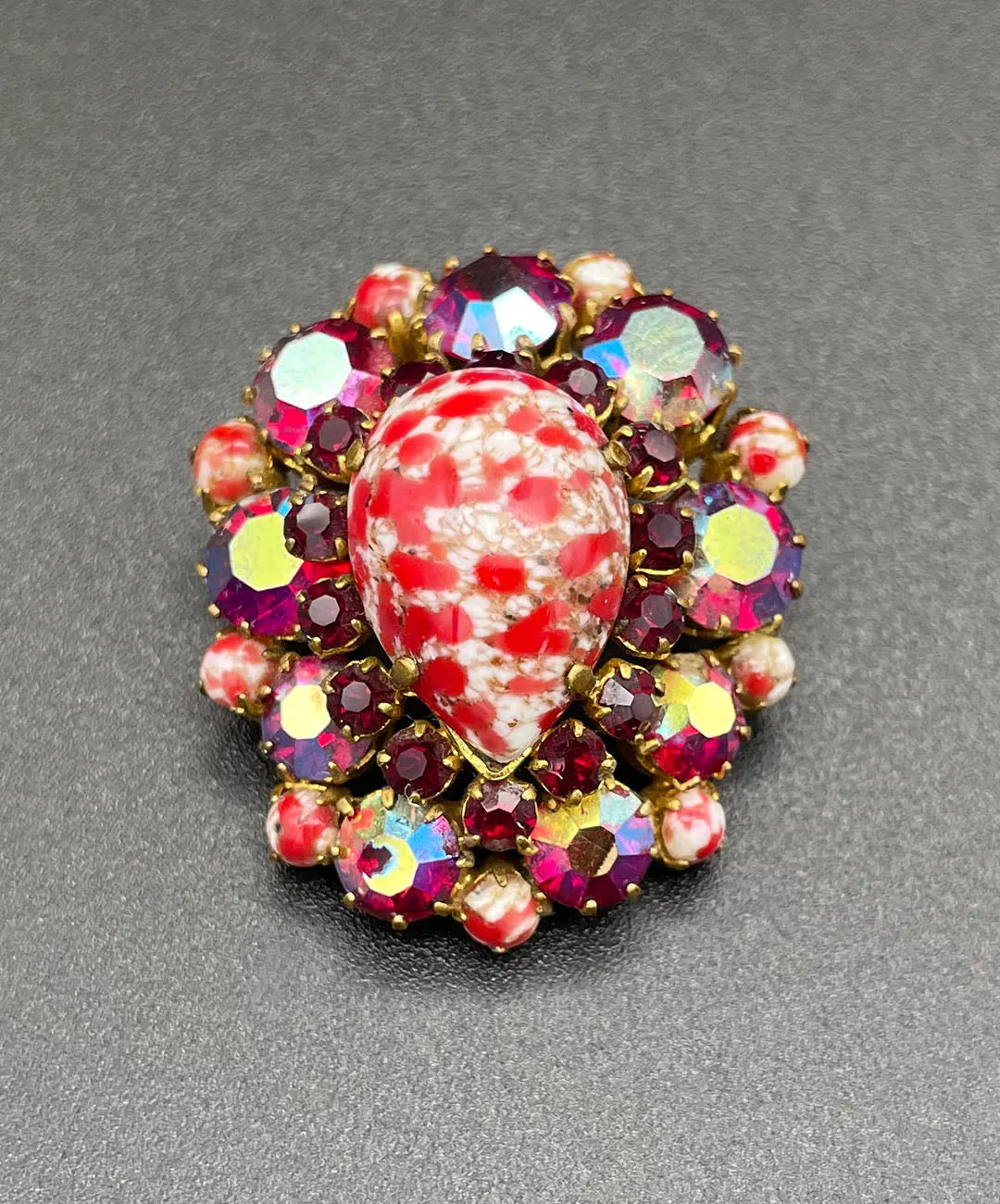 【USA輸入】 ヴィンテージ アートカボション ビジュー ブローチ/Vintage ART Cabochon Bijou Brooch