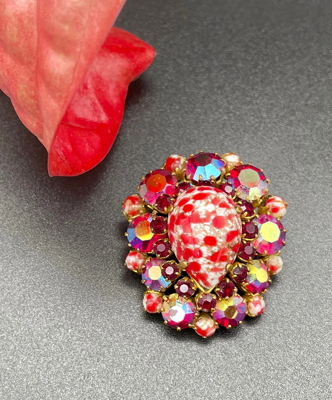 【USA輸入】 ヴィンテージ アートカボション ビジュー ブローチ/Vintage ART Cabochon Bijou Brooch