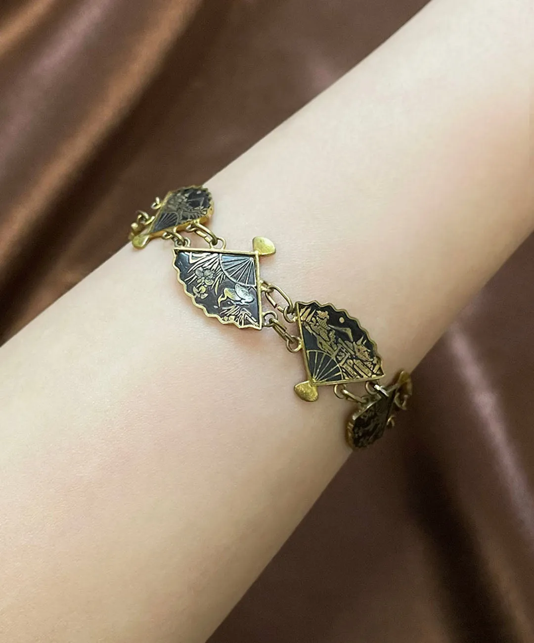 【USA輸入】 ヴィンテージ オリエンタル ファン ダマシン ブレスレット/VINTAGE Oriental Fan Damascene Bracelet