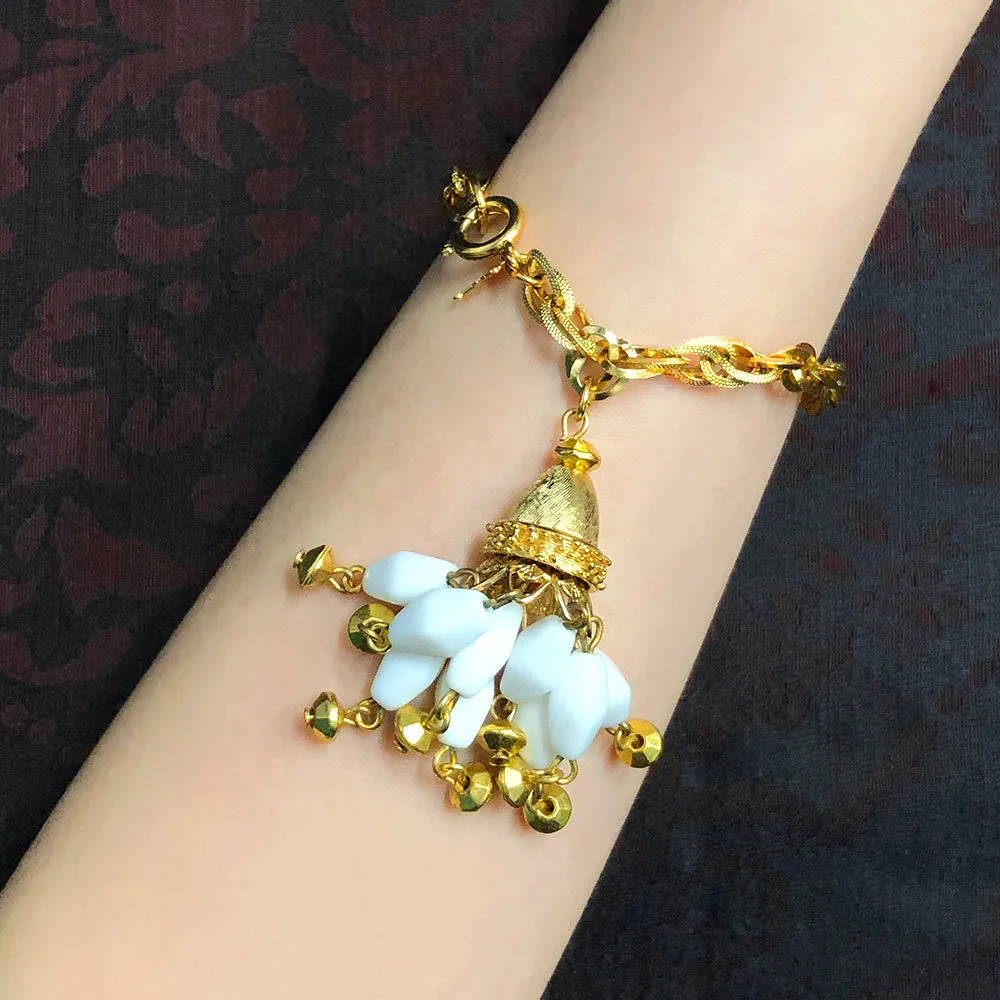 【USA輸入】ヴィンテージ TRIFARI ホワイトビーズ ブレスレット/Vintage TRIFARI White Bead Bracelet