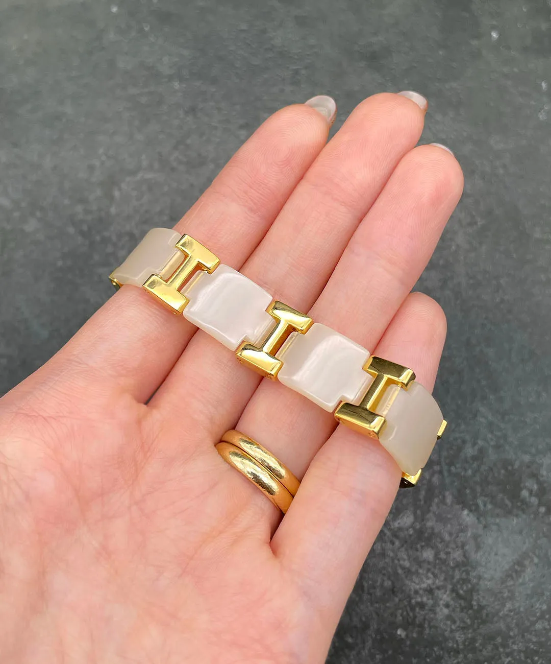 【USA輸入】ヴィンテージ アイボリー ゴールド ブレスレット/Vintage Ivory Gold Bracelet