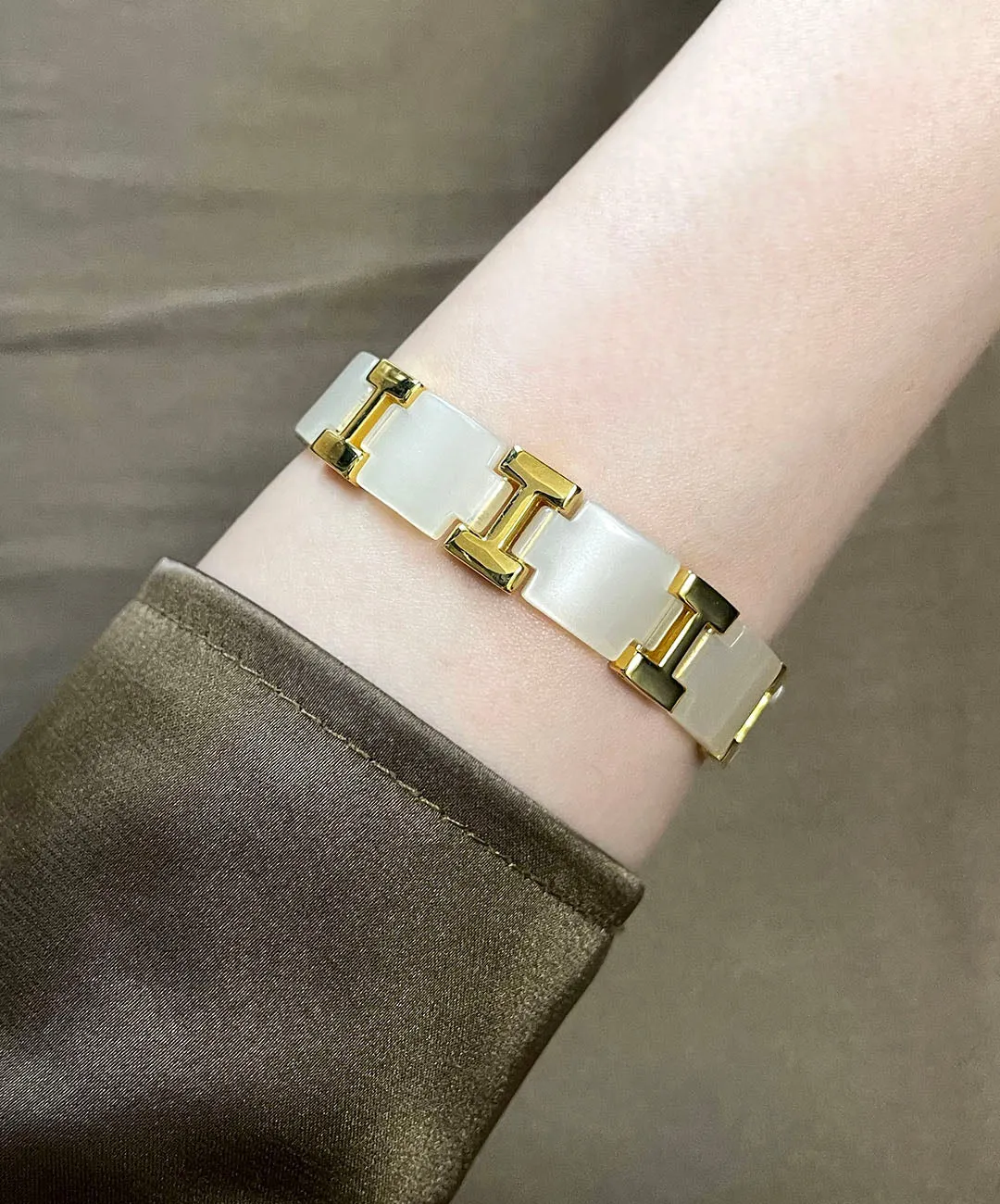 【USA輸入】ヴィンテージ アイボリー ゴールド ブレスレット/Vintage Ivory Gold Bracelet