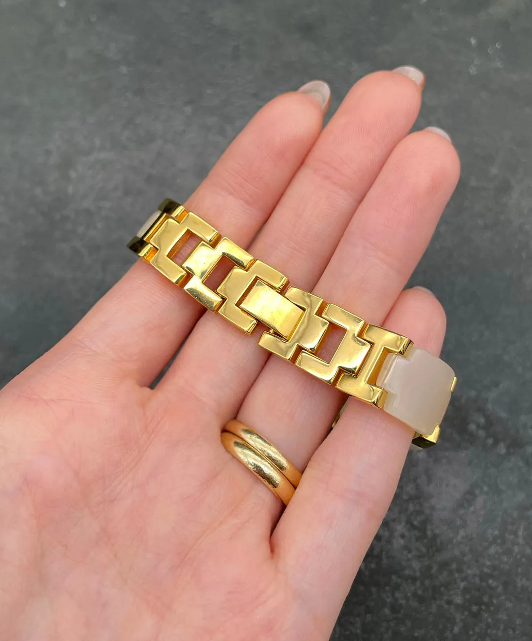 【USA輸入】ヴィンテージ アイボリー ゴールド ブレスレット/Vintage Ivory Gold Bracelet