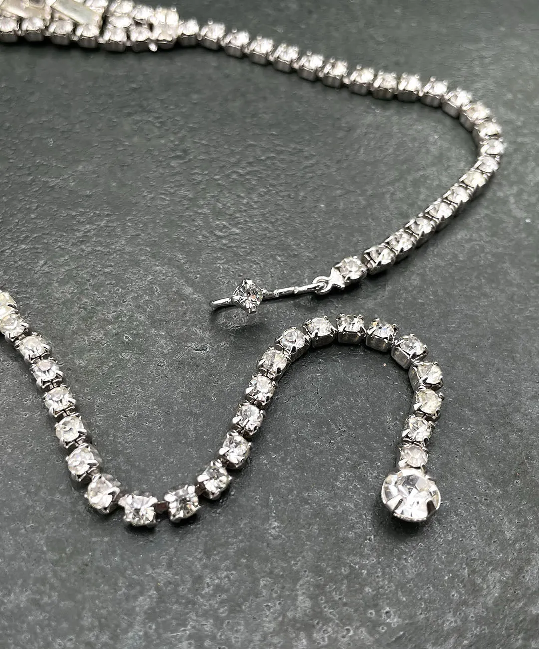 【USA輸入】ヴィンテージ クリア ラインストーン ネックレス/Vintage Clear Rhinestones Necklace