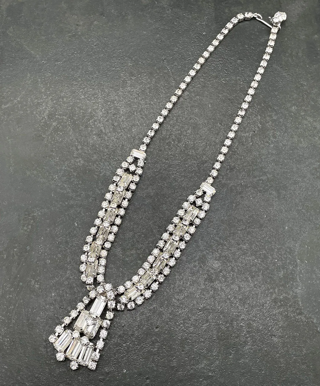 【USA輸入】ヴィンテージ クリア ラインストーン ネックレス/Vintage Clear Rhinestones Necklace