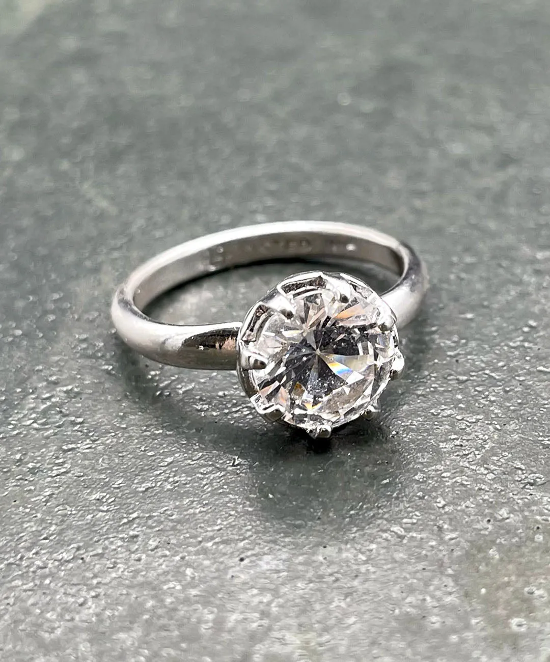 【USA輸入】ヴィンテージ クリアビジュー スターリングシルバー リング/Vintage Clear Bijou Sterling Ring