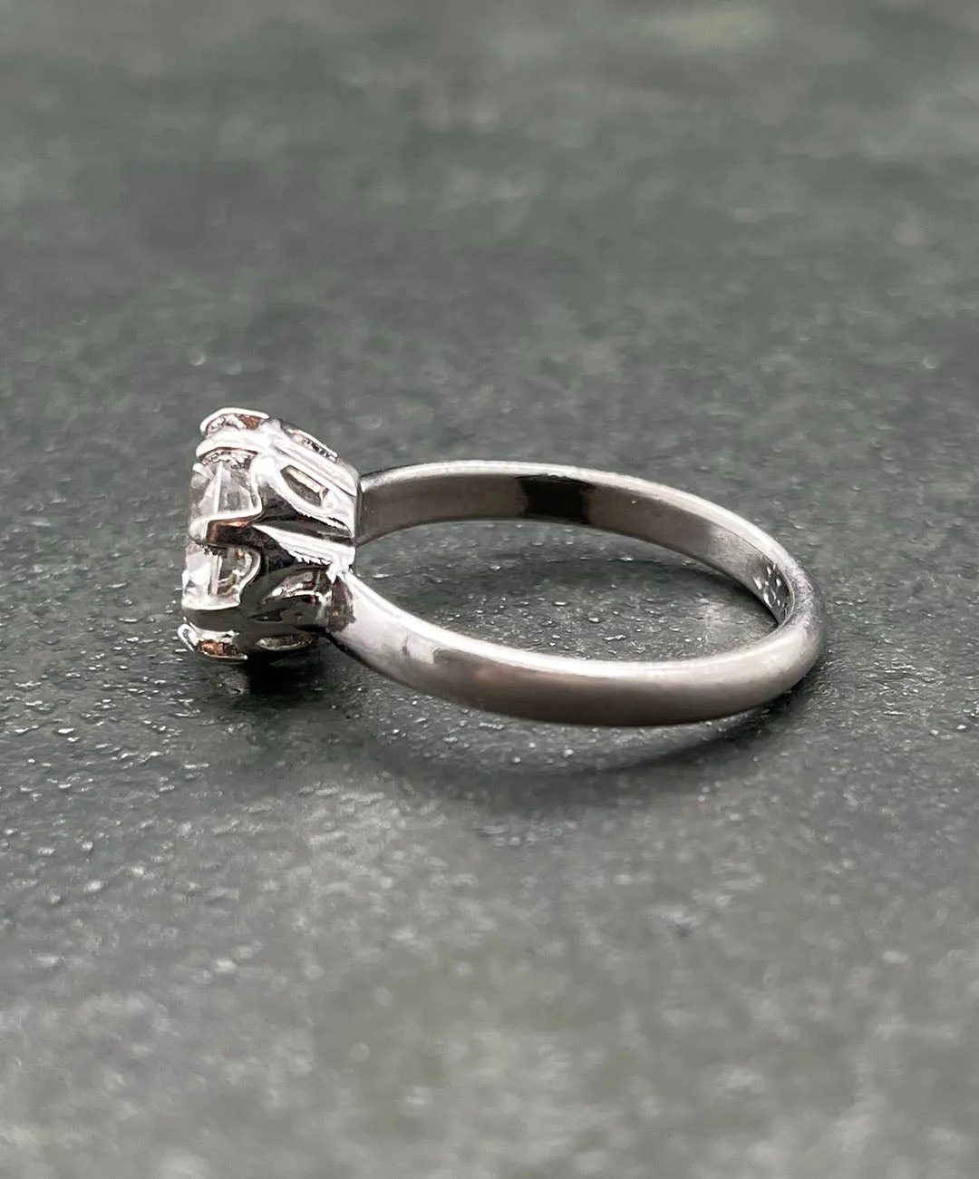 【USA輸入】ヴィンテージ クリアビジュー スターリングシルバー リング/Vintage Clear Bijou Sterling Ring