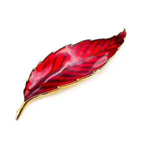 【USA輸入】ヴィンテージ レッド エナメル リーフ ブローチ/Vintage Red Enamel Leaf Brooch