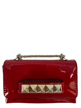 Valentino Red Patent Leather Rockstud Va Va Vroom Chain Clutch