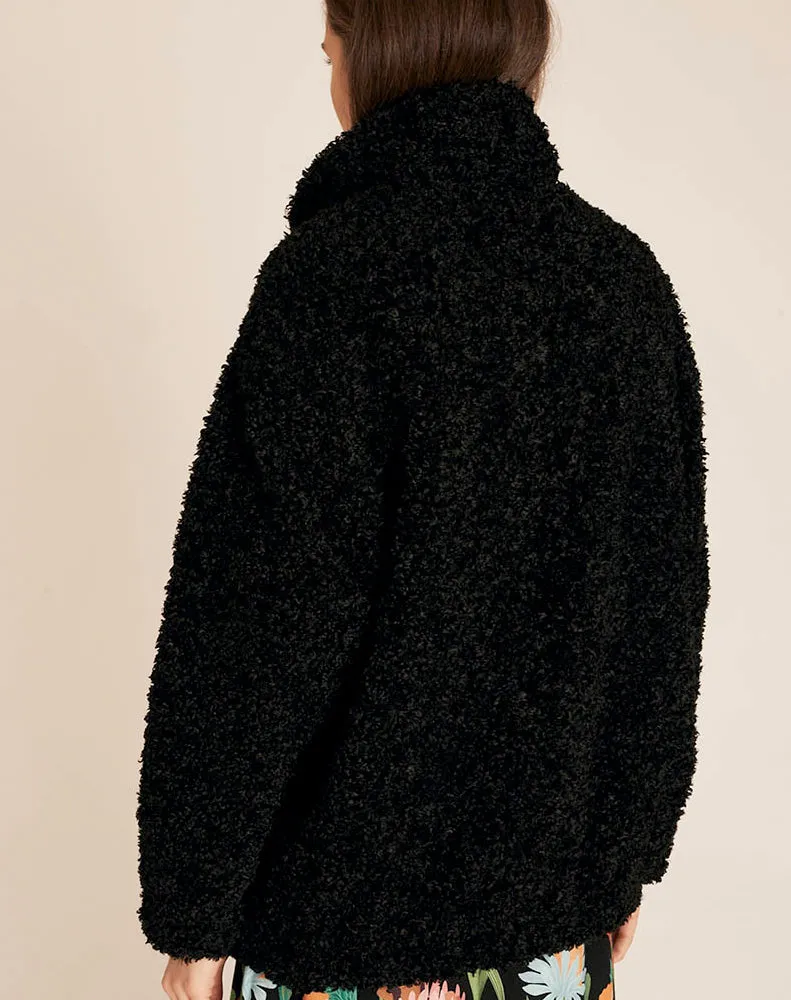 VEGAN SHEEPSKIN JACKET -  BLACK