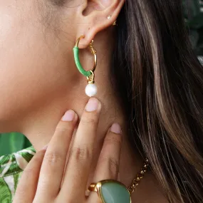 Velatti Summer Hoops with Freshwater Pearl