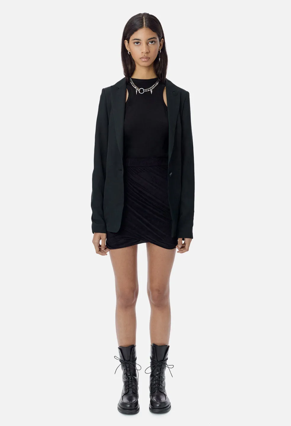 Velvet Jersey Skirt / Black