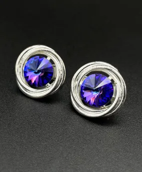 【アメリカ輸入】ヴィンテージ ヴァイオレット リヴォリストーン イヤリング/Vintage Violet Rivoli Stones Earrings