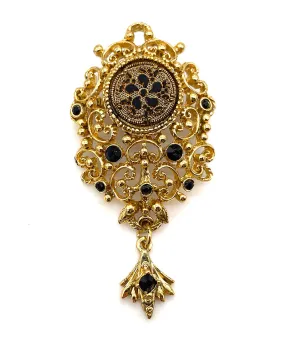 【フランス輸入】ヴィンテージ SPHINX フィリグリー ブラックビジュー ブローチ/Vintage SPHINX Filigree Black Bijou Brooch